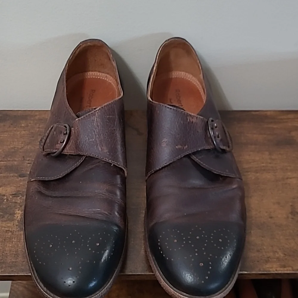 Robert Wayne Dark Brown Distressed Leather SHAWN Loafers size 12D
